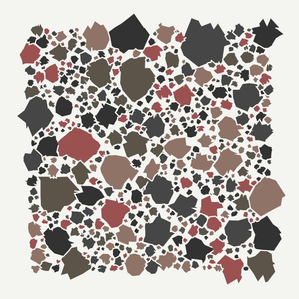Earthy pattern piece created using polygon packing.